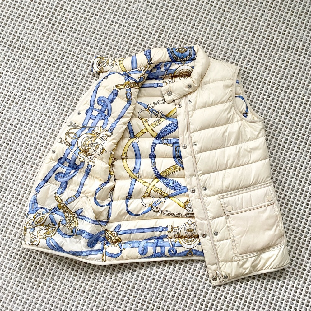 J. McLaughlin ivory puffer vest reversible S equestrian